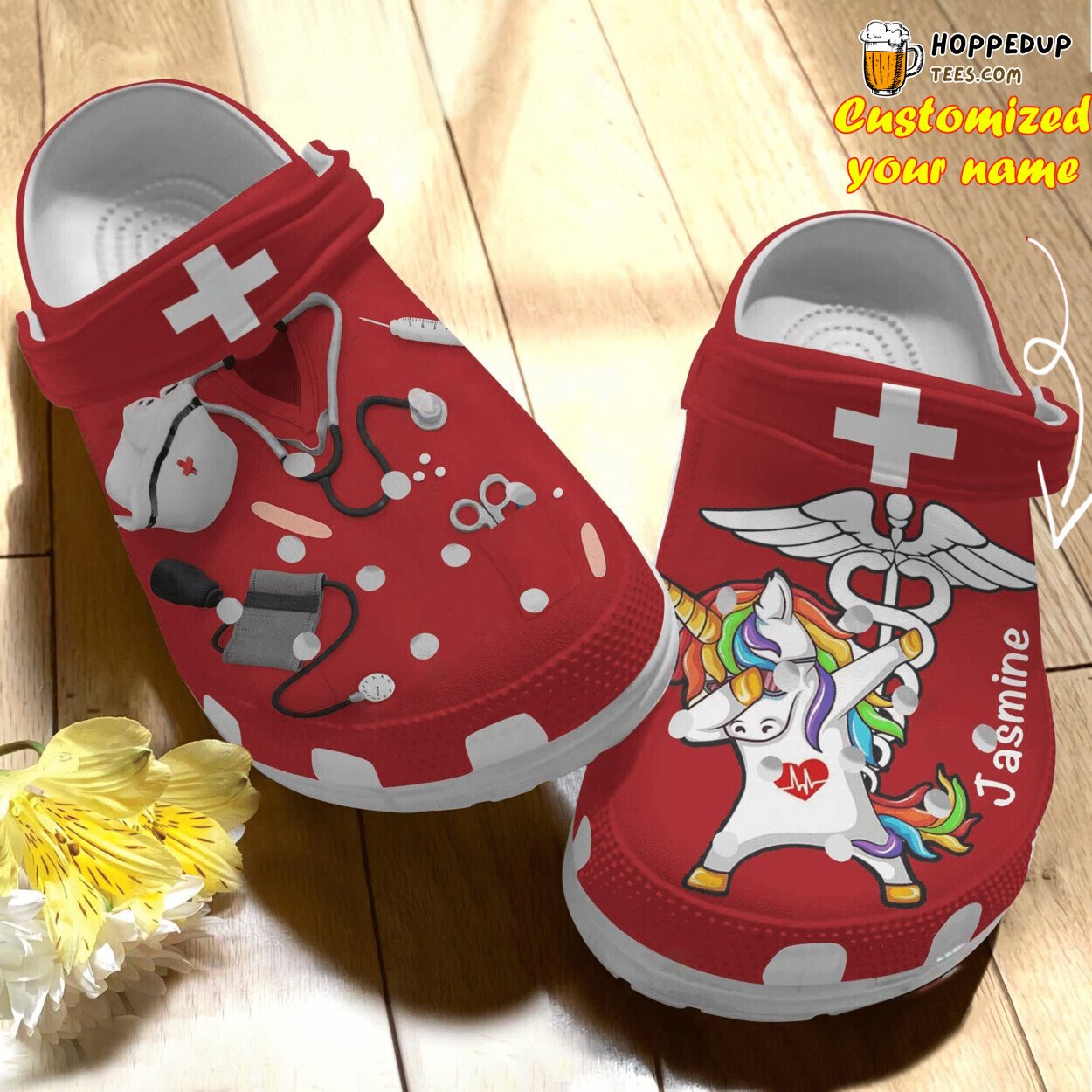 Nurse Scrubs Unicorn Theme Personalized Comfortable Clog Shoes