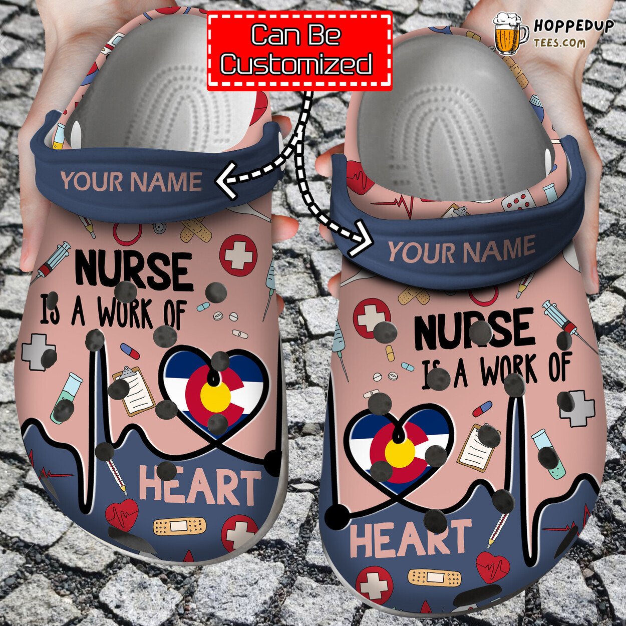 Nurse Work Of Heart Personalized Name Comfortable Unique Clogs