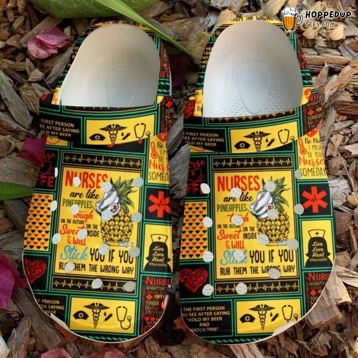 Nurses Are Like Pineapples Themed Comfortable Unique Rubber Clog Shoes
