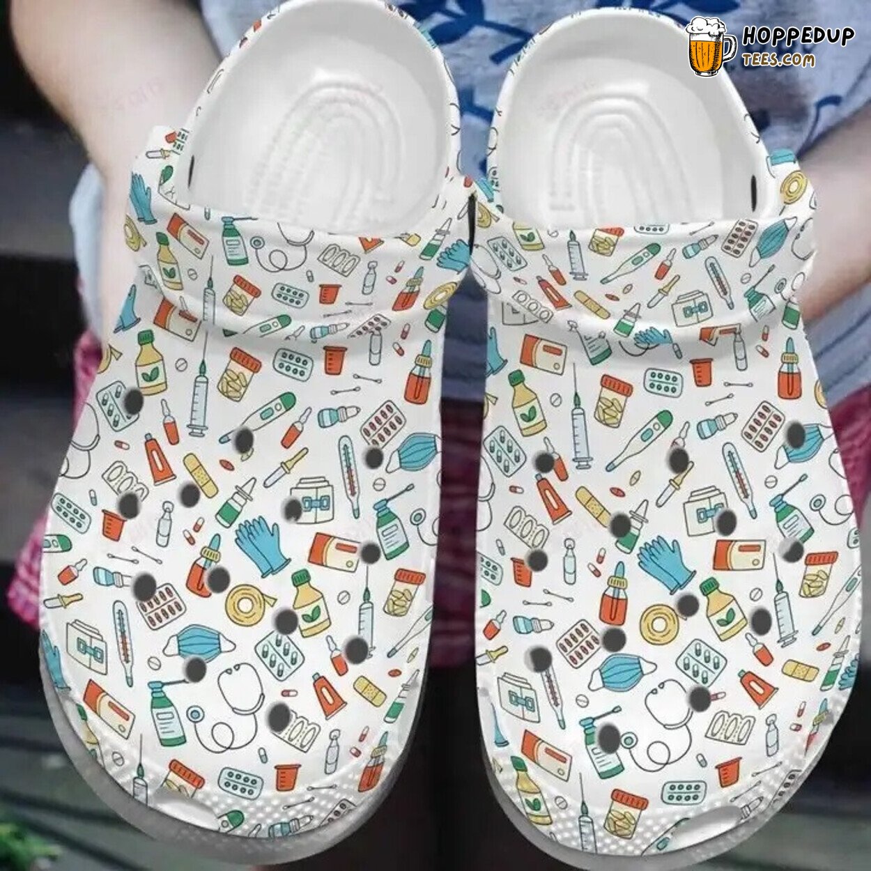 Nursing Job Symbols Pattern Comfortable Unique Clog Shoes