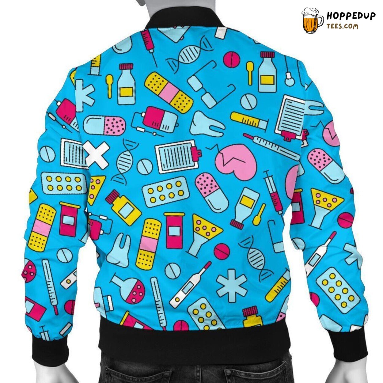Nursing Profession Tribute Men’s Bomber Jacket Unique Pattern Design Display