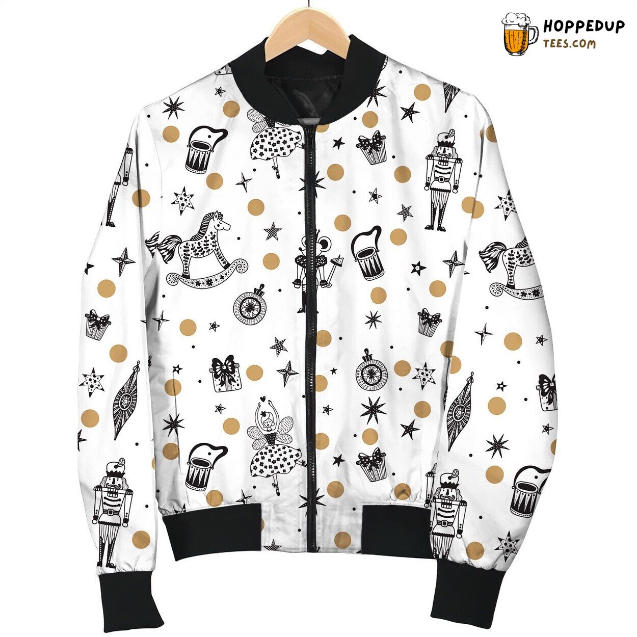 Nutcracker Soldiers Winter Pattern Bomber Jacket