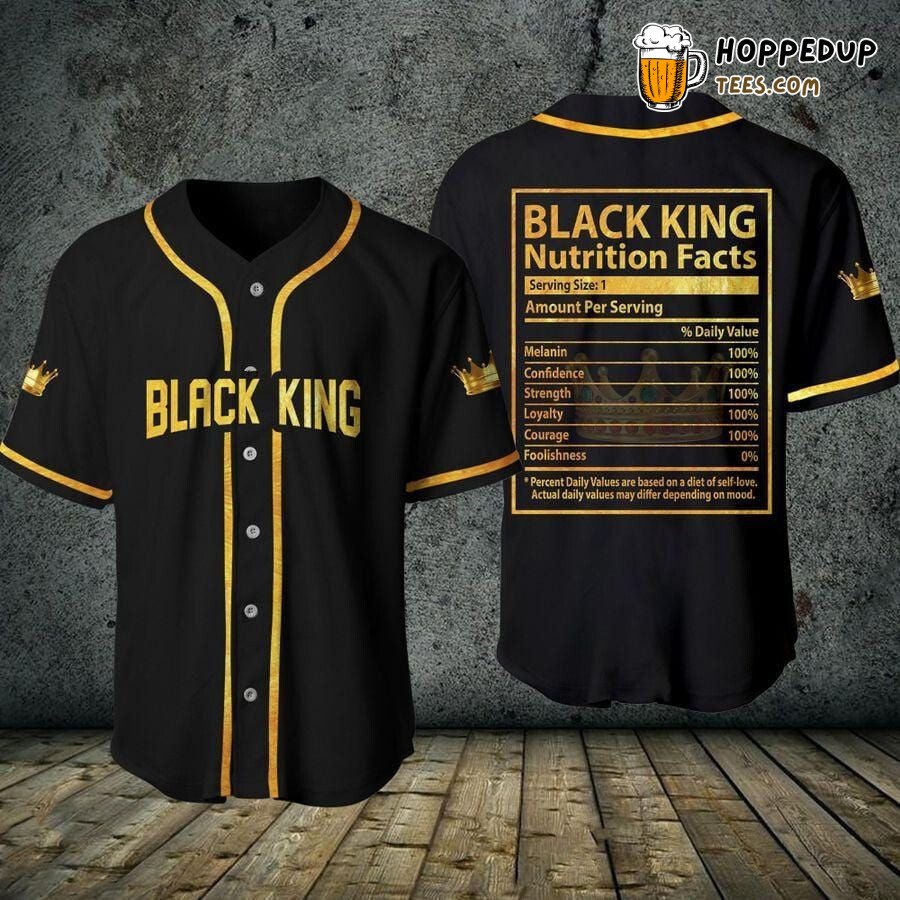 Nutrition Facts Black Baseball Jersey Inspired by Queen King Design