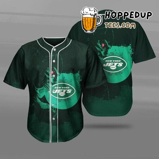 NY Jets Green Skull Emblem NFL Unisex Baseball Jersey Distinct Look