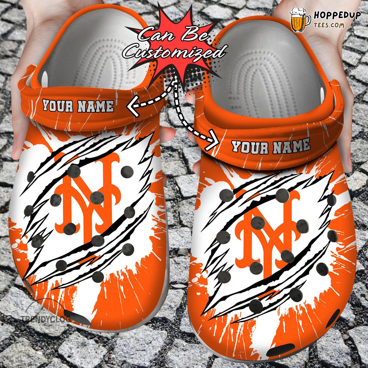 NY Mets Baseball Personalized Ripped Claw Themed Clog Shoes Fun