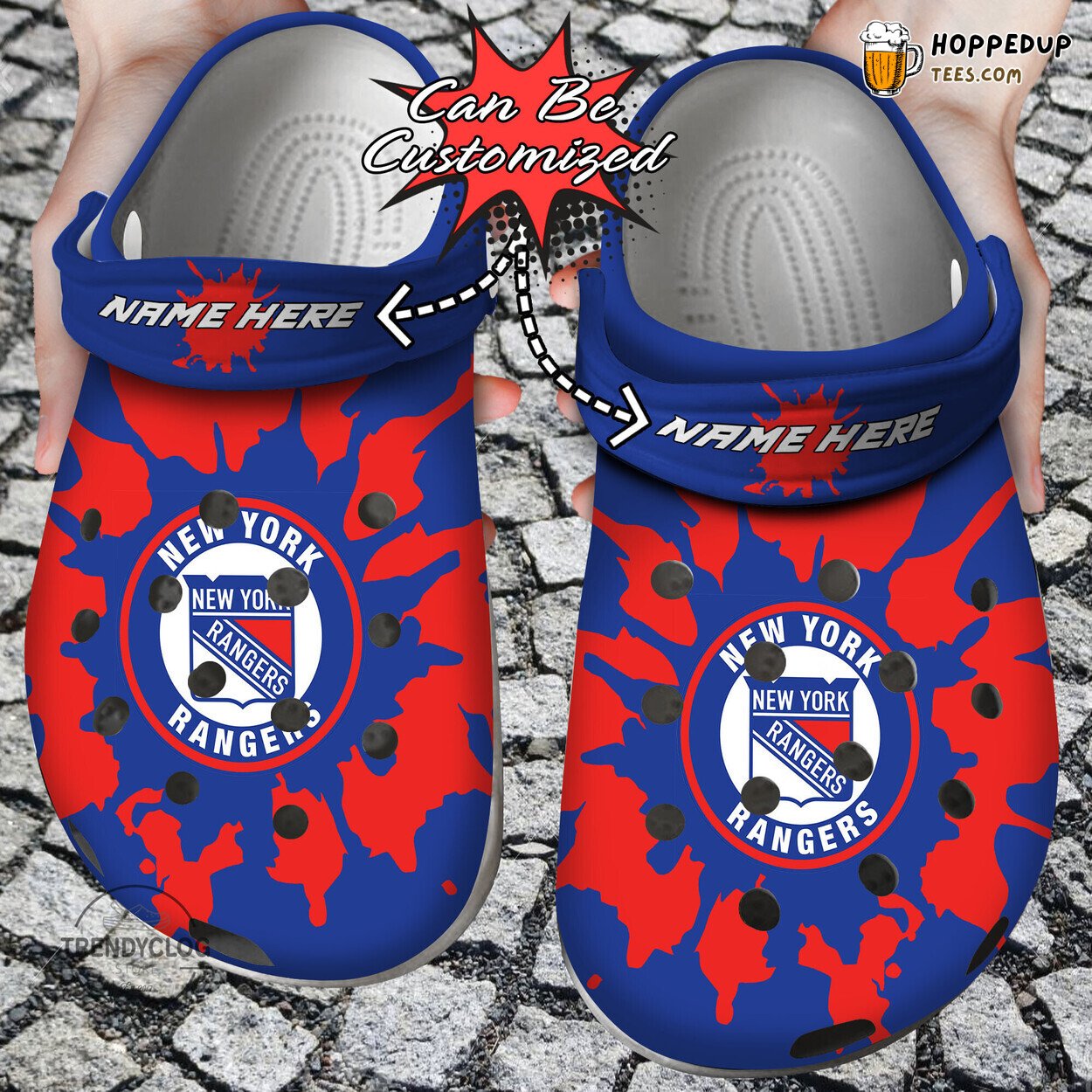 NY Rangers Hockey Color Splash Personalized Stylish Clog Shoes