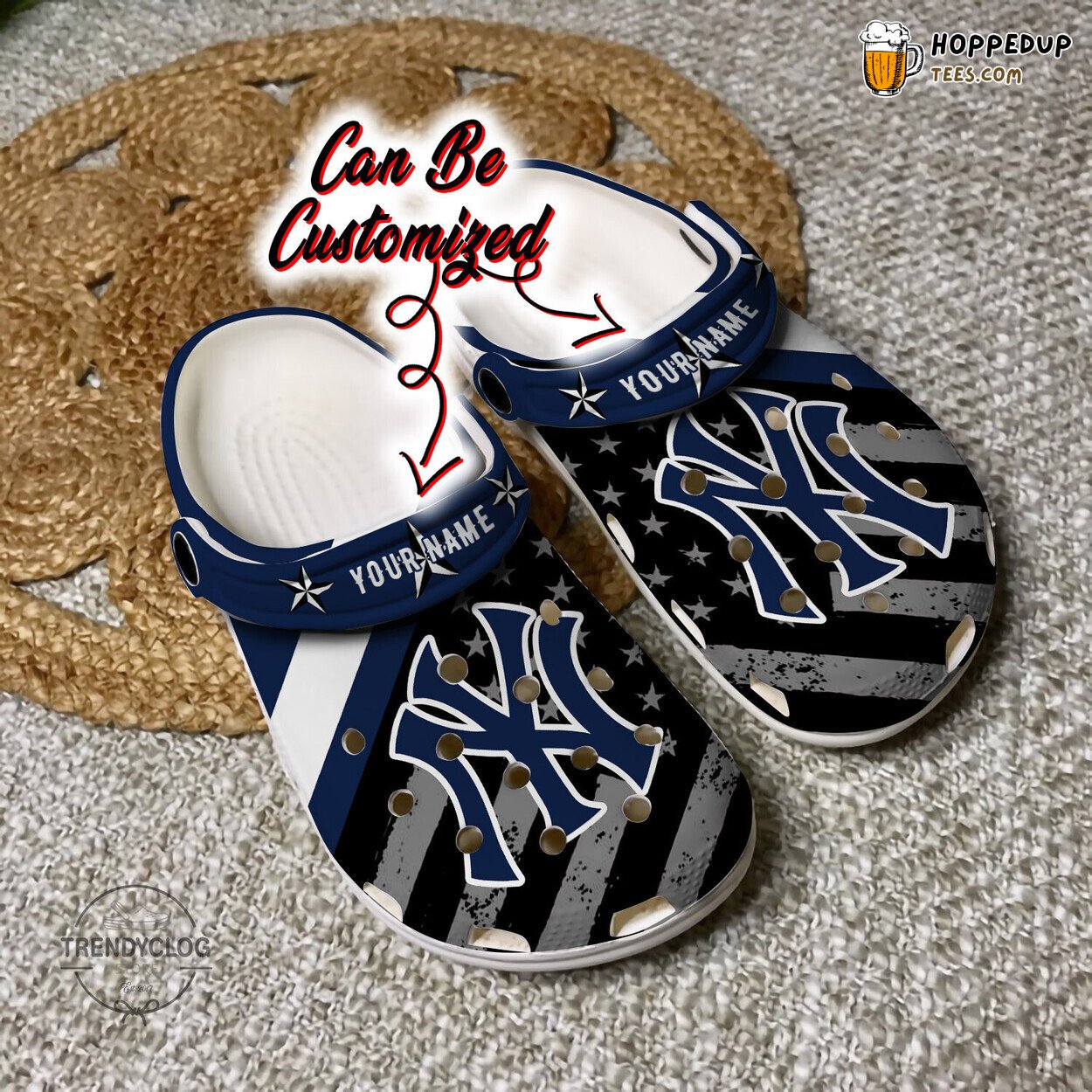 NY Yankees Baseball American Flag Personalized Clog Shoes