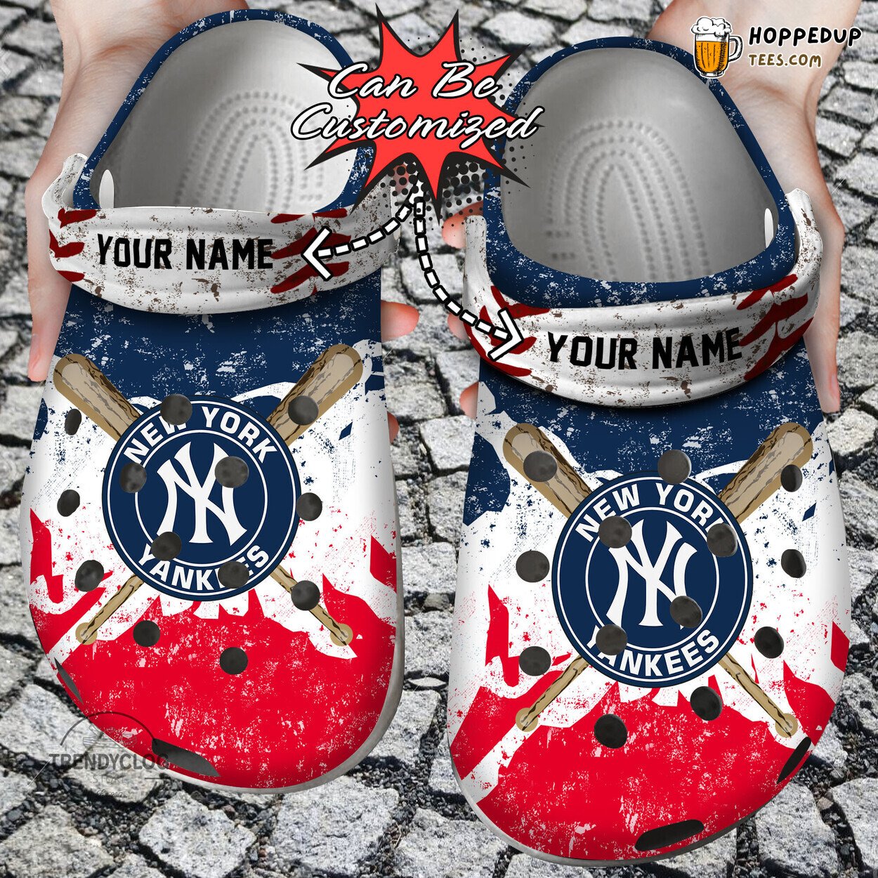 NY Yankees Baseball Watercolor New Personalized Clog Shoes
