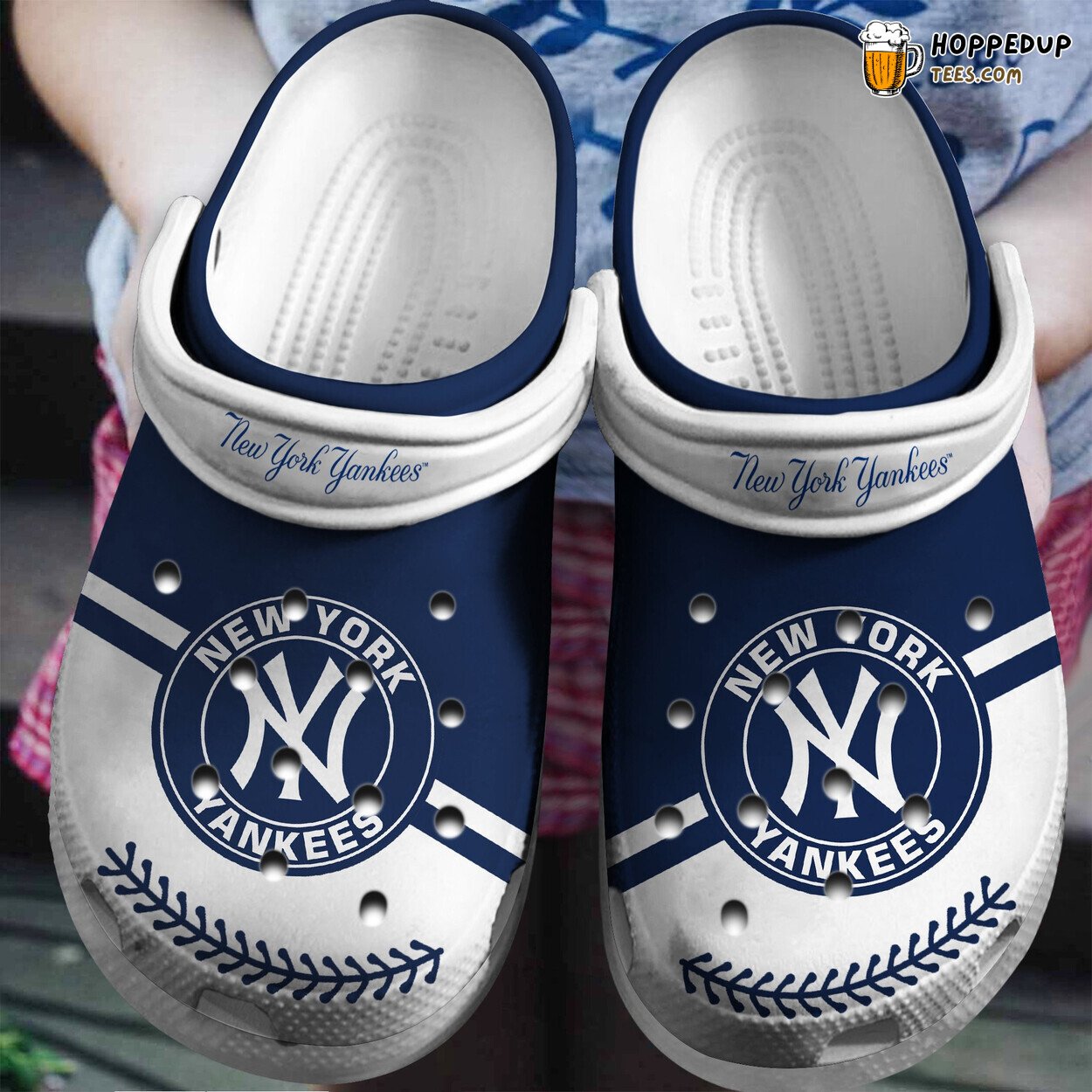 NY Yankees White Custom Name Comfortable Stylish Clog Shoes