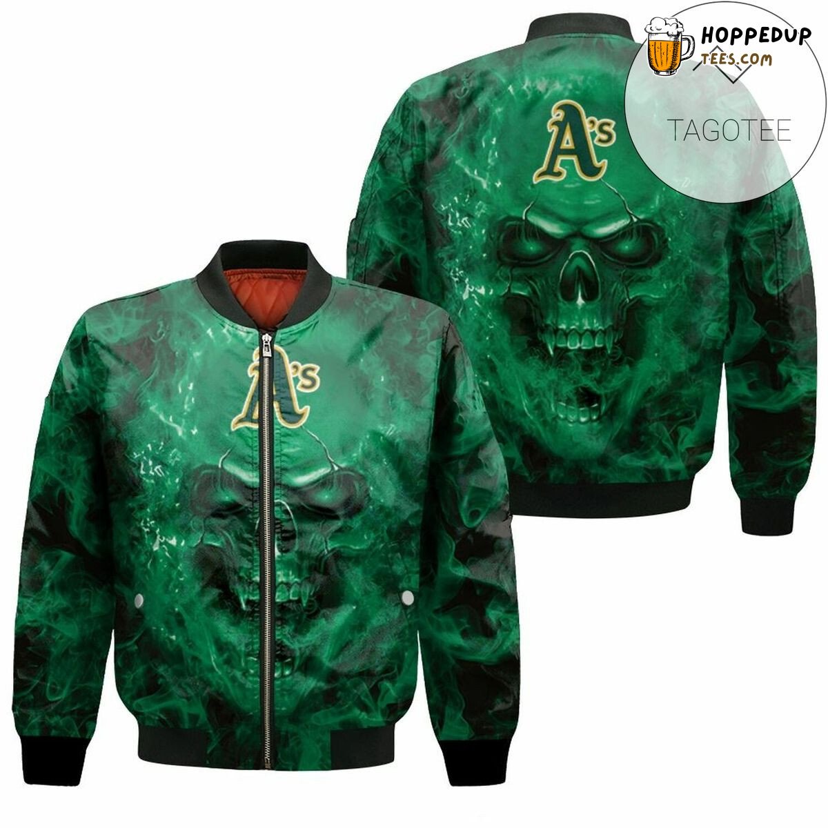 Oakland Athletics MLB Enthusiast Skull Bomber Jacket Style
