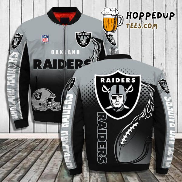 Oakland Raiders 3D Printful Bomber Jacket Exclusive Sporty Design Edition Look