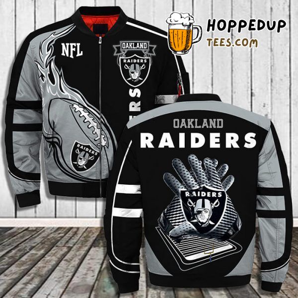 Oakland Raiders 3D Printful Design Exclusive Bomber Jacket Sporty Look