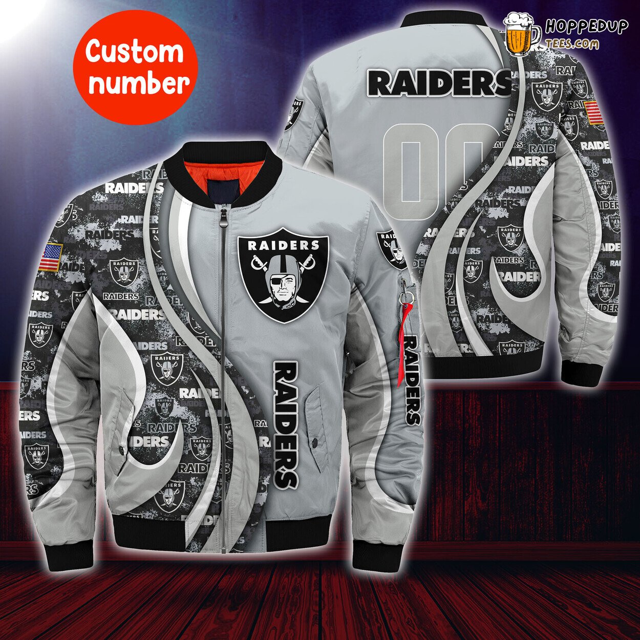 Oakland Raiders Bomber Jacket NFL Personalized Number Trendy Look