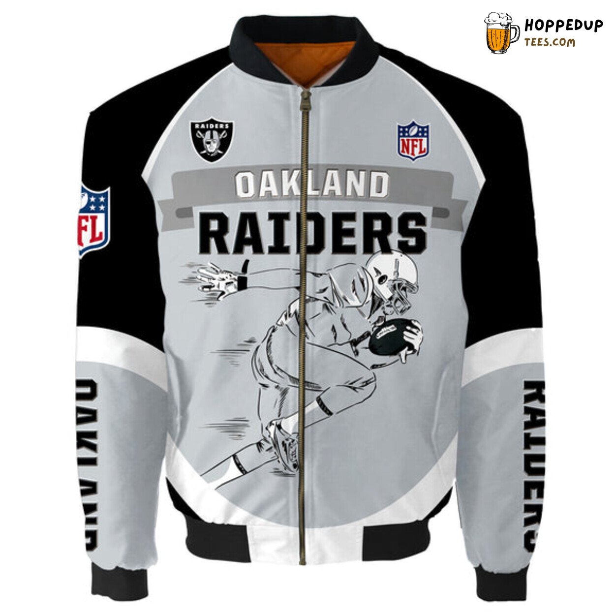 Oakland Raiders Football Bomber Jacket Running Graphic Player Gift