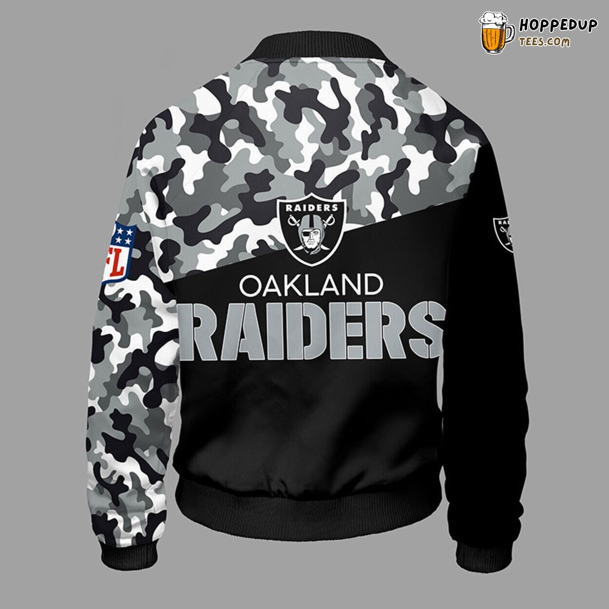Oakland Raiders NFL Camouflage Black Bomber Jacket Stylish Theme