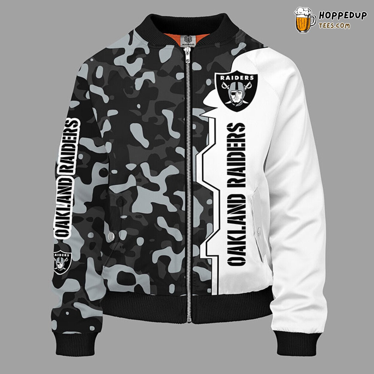 Oakland Raiders NFL Camouflage White Bomber Jacket Stylish Look Oakland Raiders NFL Camouflage White Bomber Jacket Stylish Look