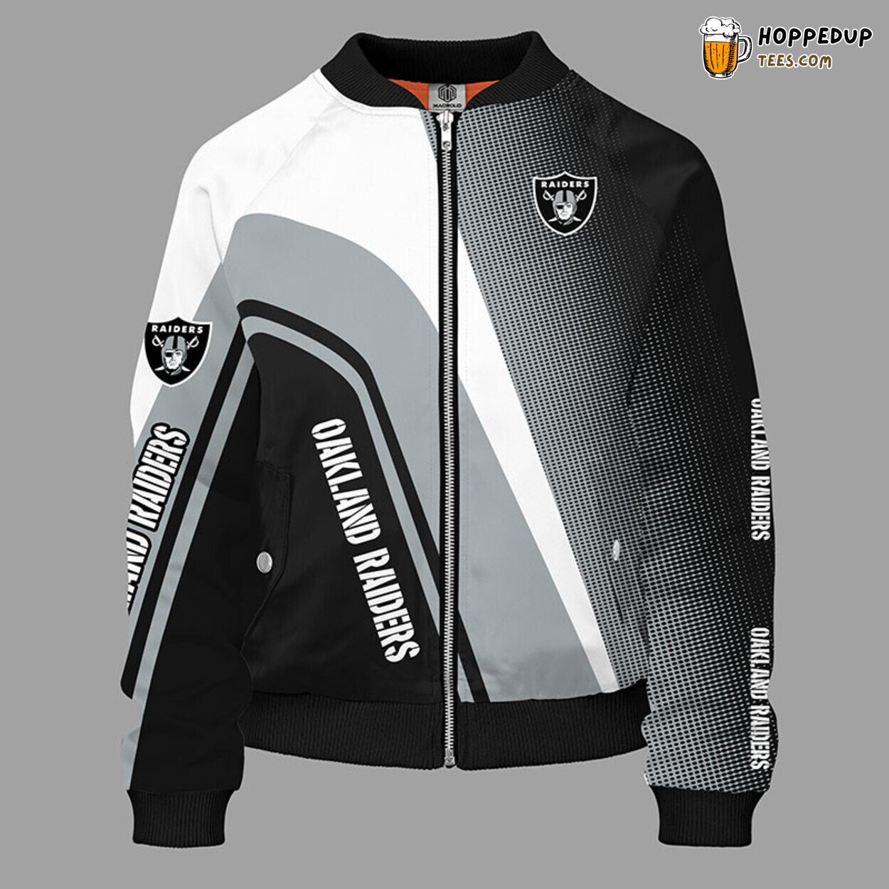 Oakland Raiders NFL Classic Gray Bomber Jacket Design Theme