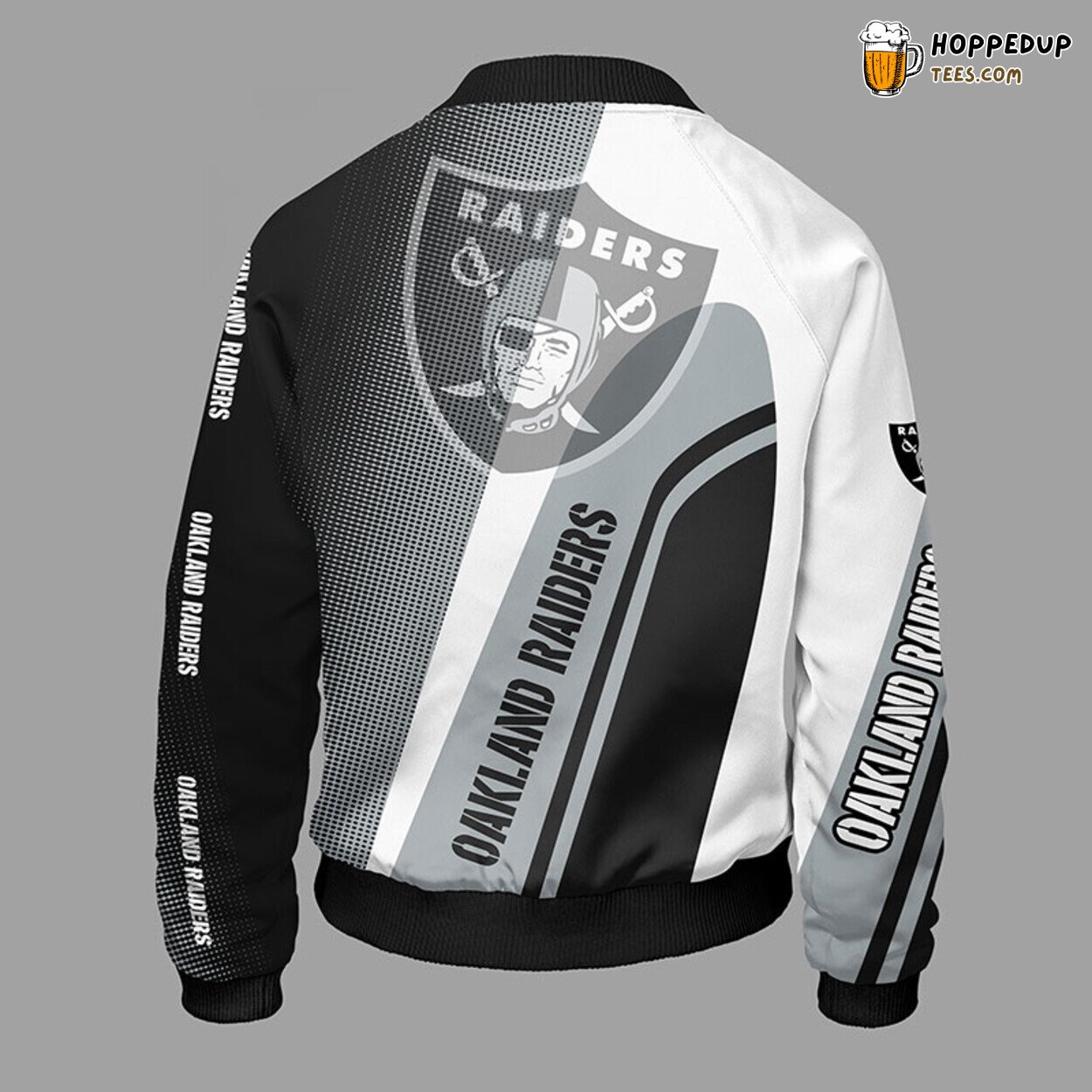 Oakland Raiders NFL Classic Gray Bomber Jacket Design Theme