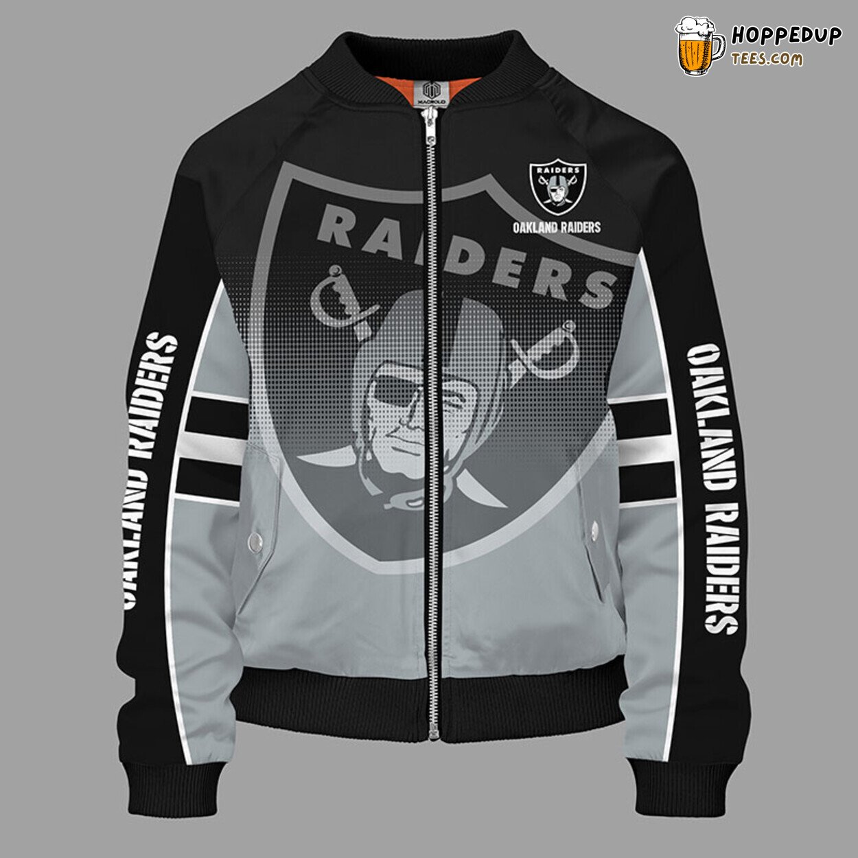 Oakland Raiders NFL Gray Bomber Jacket Stylish Distinct Theme Oakland Raiders NFL Gray Bomber Jacket Stylish Distinct Theme