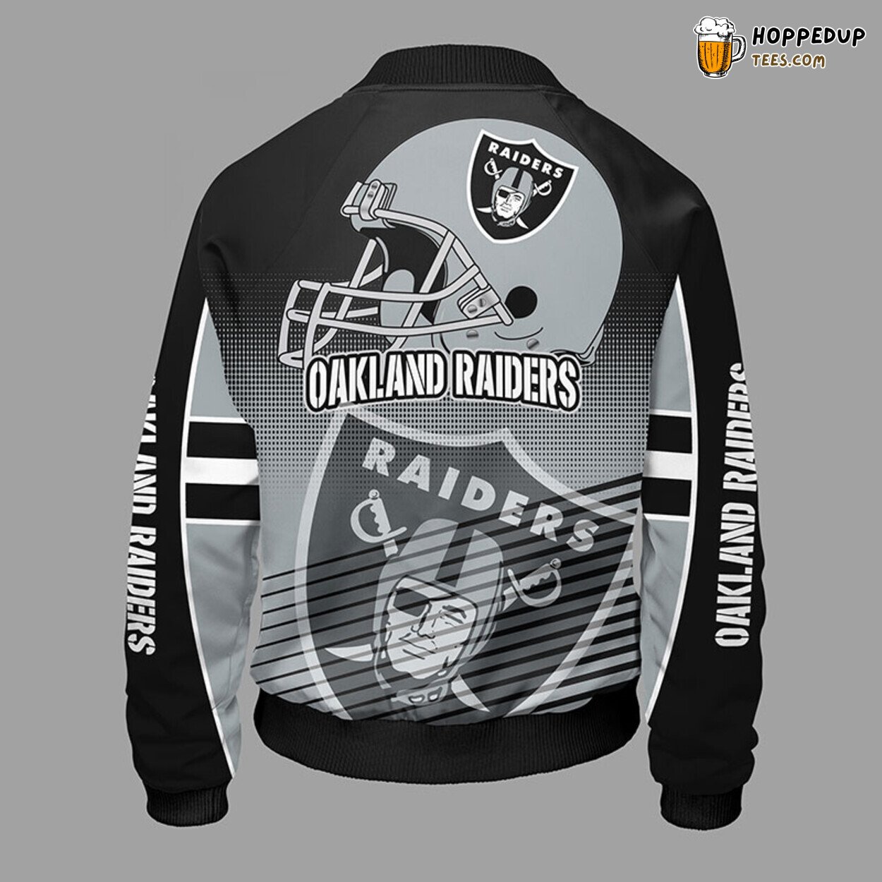 Oakland Raiders NFL Gray Bomber Jacket Stylish Distinct Theme