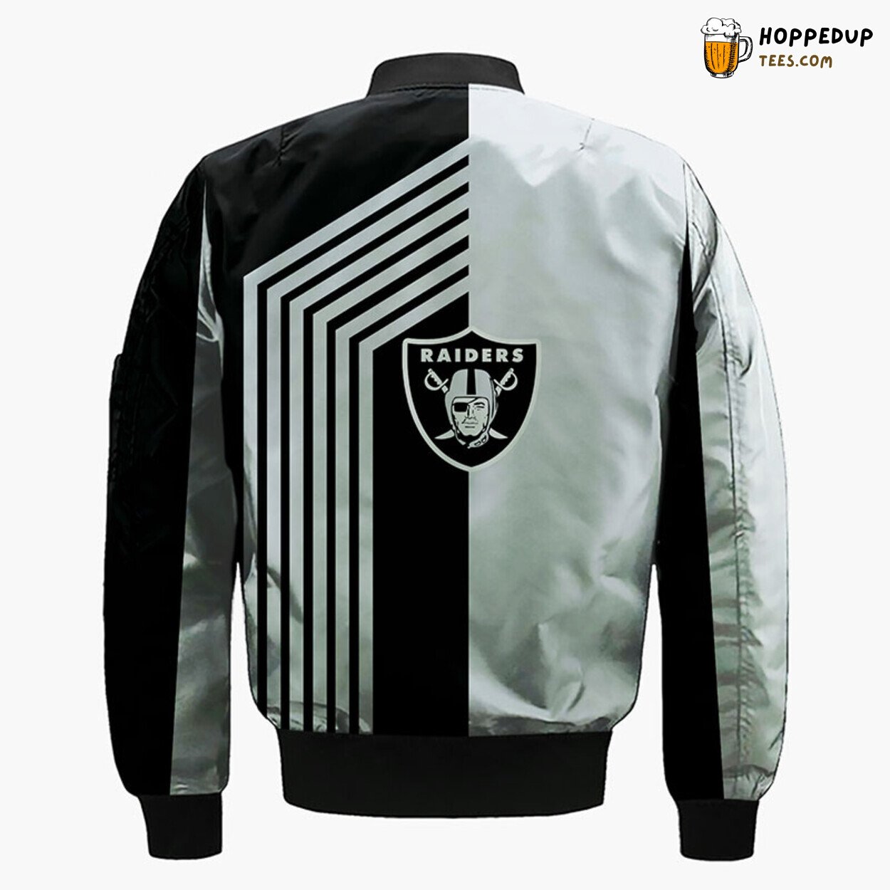 Oakland Raiders NFL Silver Black Bomber Jacket Stylish Theme
