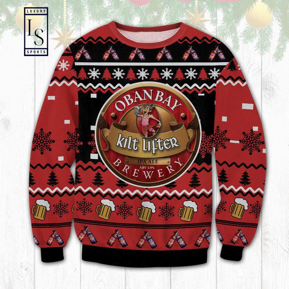 Oban Bay Kilt Lifter Brewery Ugly Christmas Sweater HU