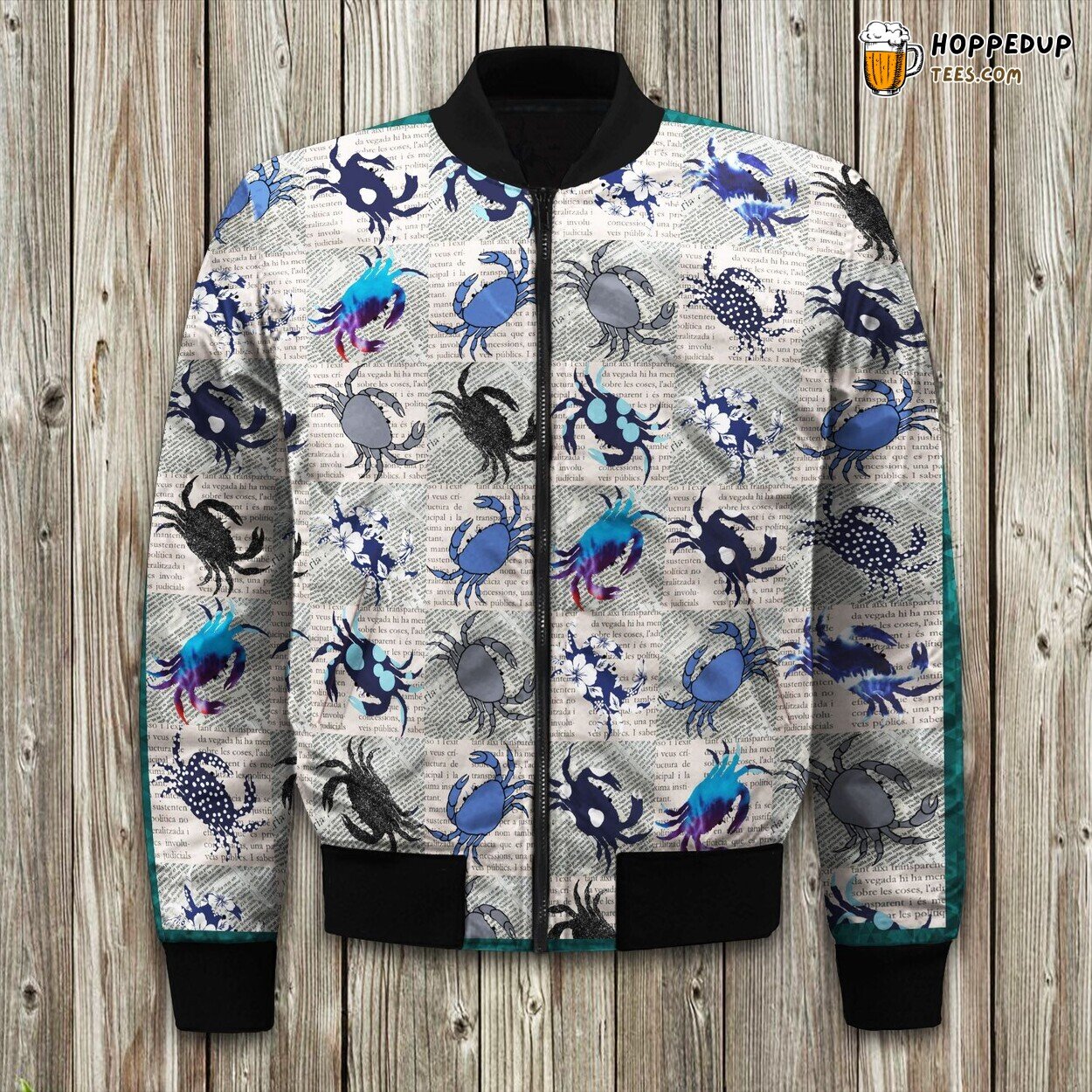 Ocean Delight Crab Design Winter Bomber Jacket Sea Lover Fashion Touch