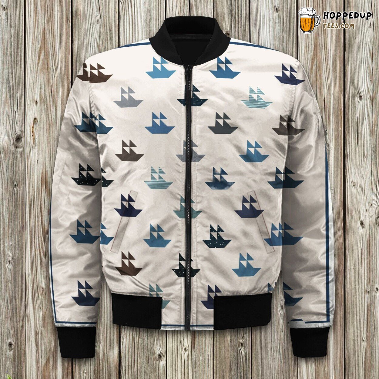 Ocean Voyage Sailboat Happy Winter Bomber Jacket Sea Explorer Style