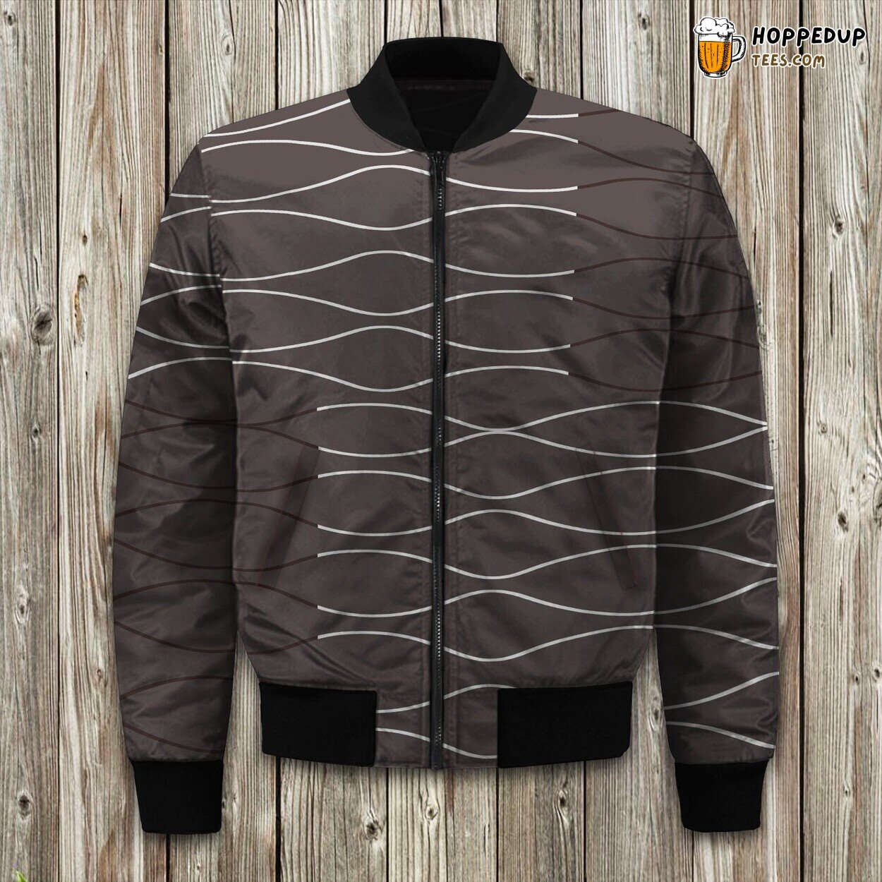Ocean Waves Grey Bomber Jacket