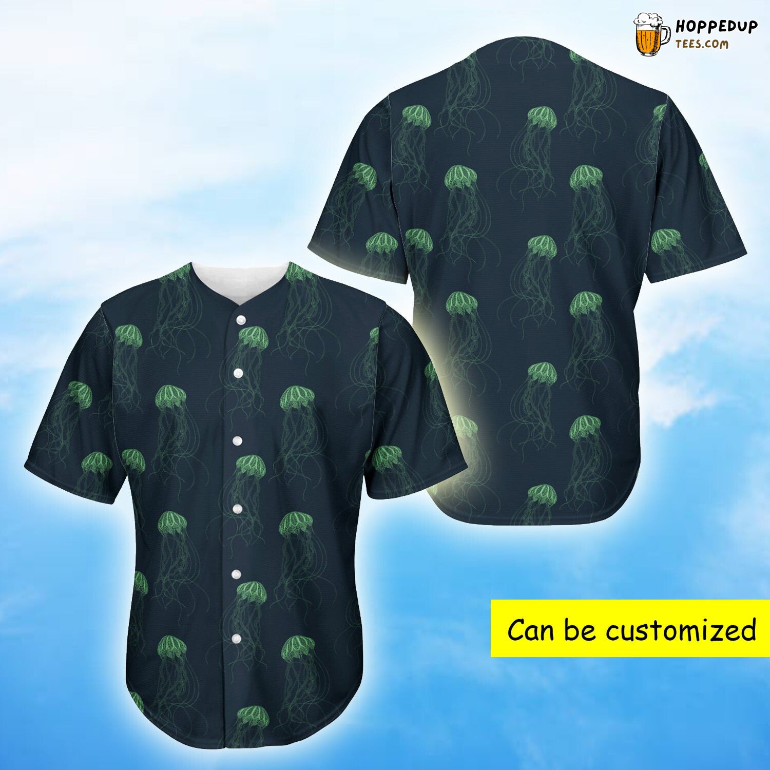 Oceanic Jellyfish Pattern 3D Printed Baseball Jersey Apparel Oceanic Jellyfish Pattern 3D Printed Baseball Jersey Apparel