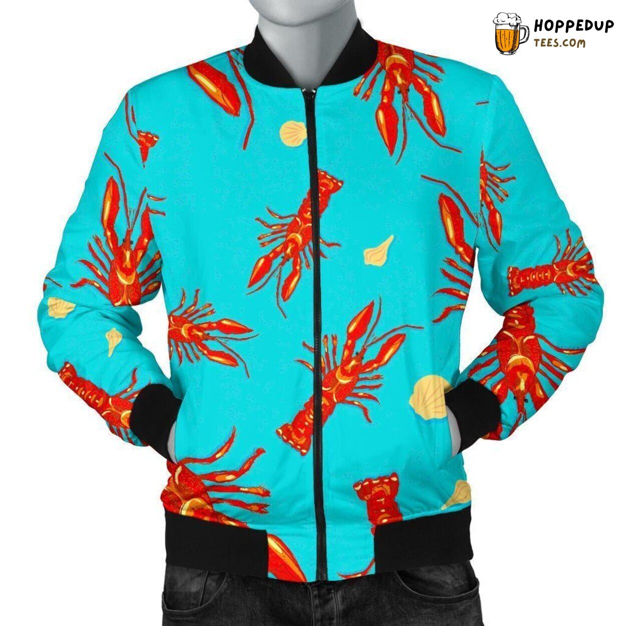Oceanic Lobster Essence Men’s Bomber Jacket Unique Pattern Display Tribute
