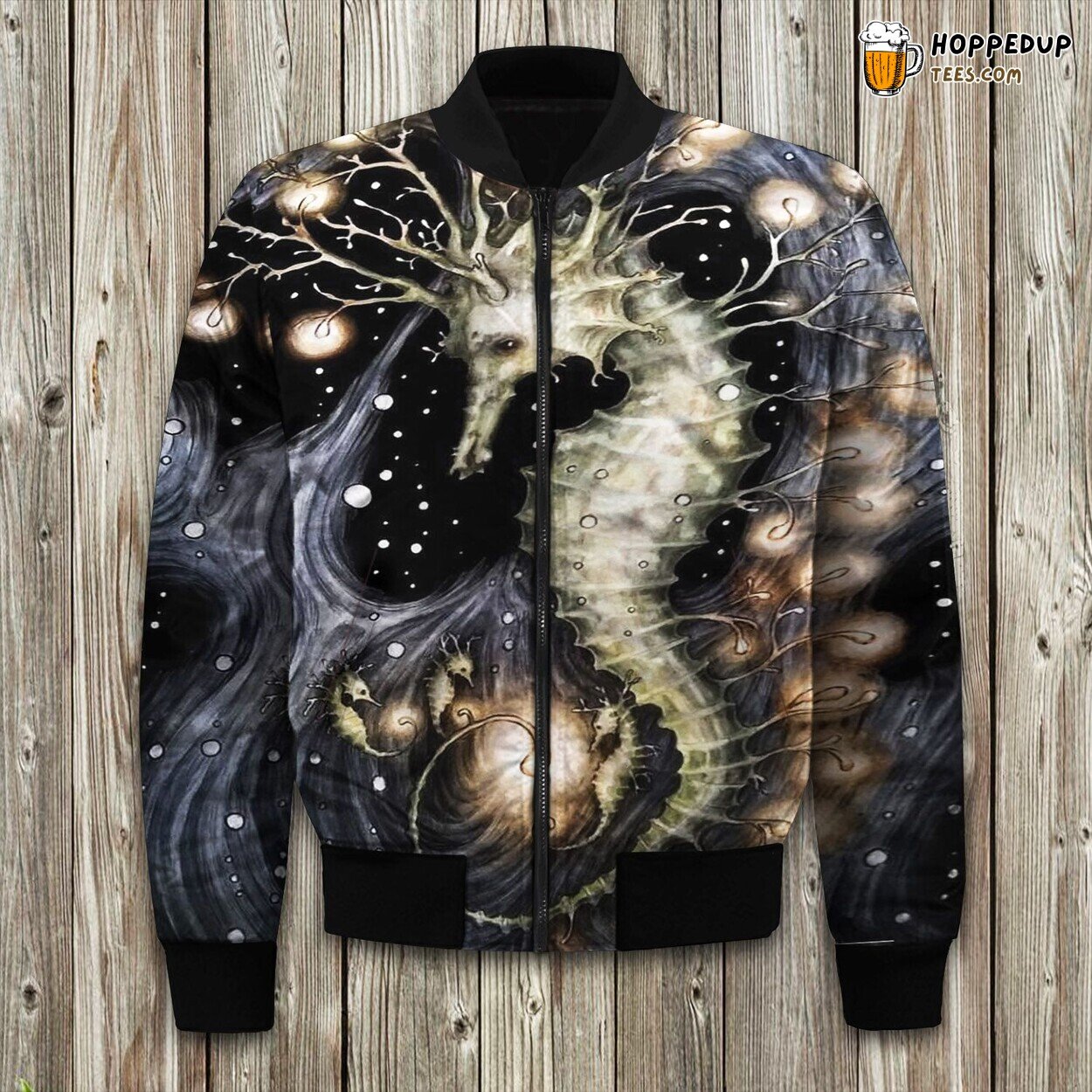 Oceanic Seahorse Elegance Winter Season Bomber Jacket Collection