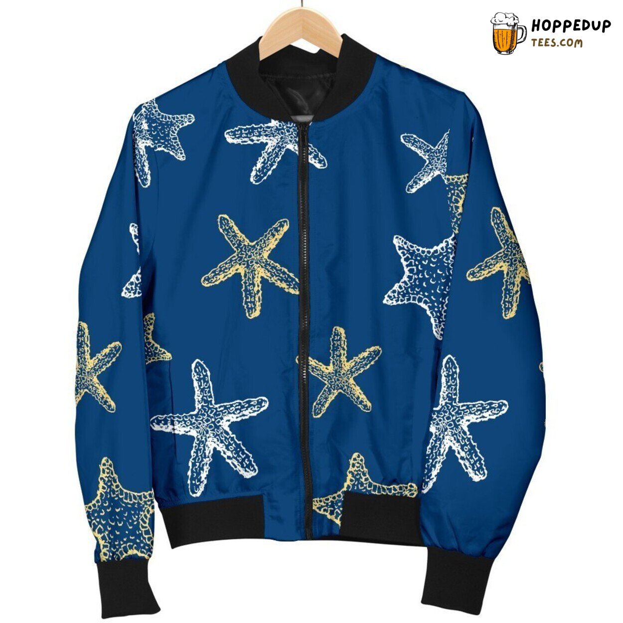 Ocean’s Starfish Elegance Men’s Bomber Jacket Marine Design Artistic Tribute