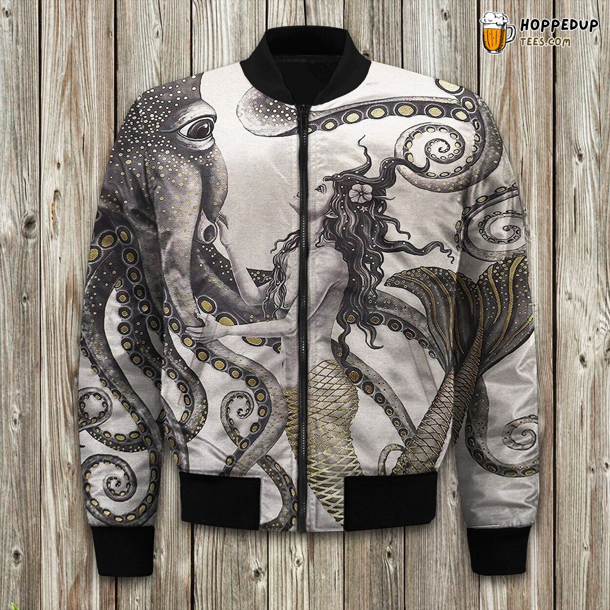 Octopus Mermaid Fusion Winter Bomber Jacket Deep Sea Mystique