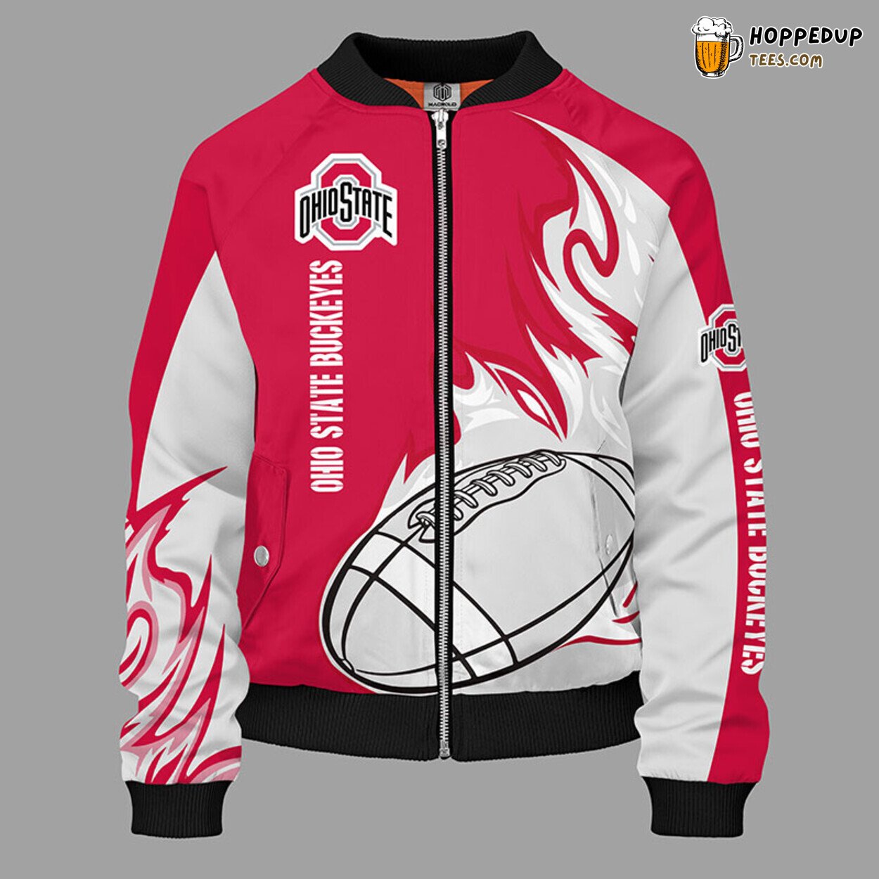 Ohio State Buckeyes Classic Red NCAA Bomber Jacket Design
