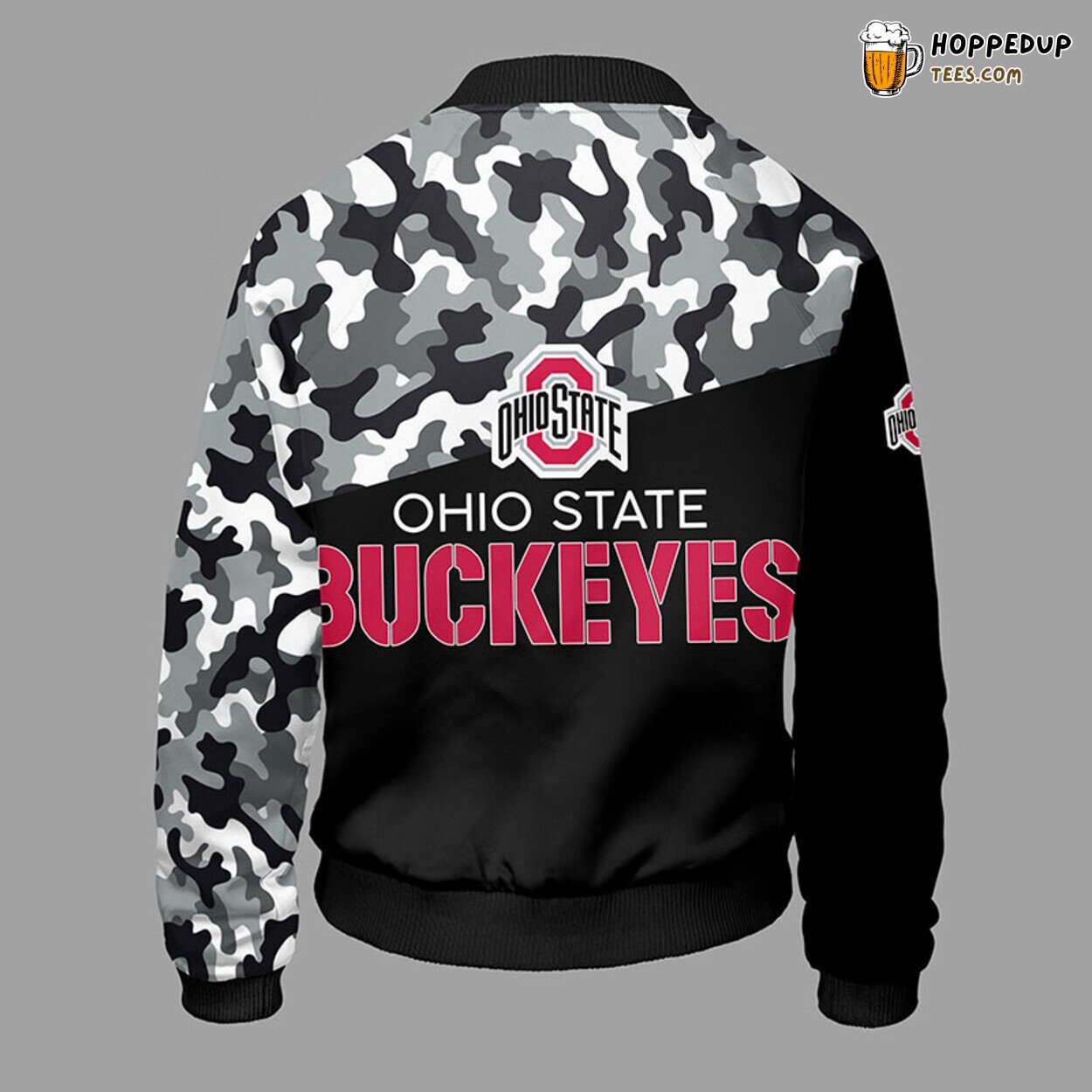 Ohio State Buckeyes Unique Camouflage Red NCAA Bomber Jacket Design