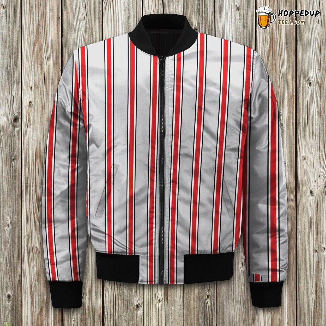Ohio State Stripe Spaghetti Bomber Jacket