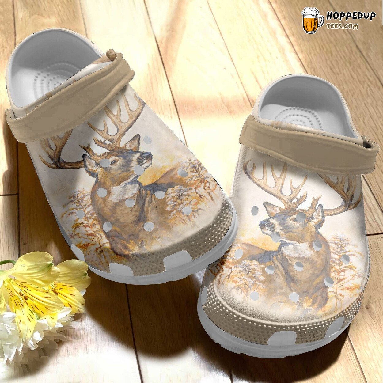 Oil Painting Deer Crocbland Birthday Gift Comfortable Unique Clogs