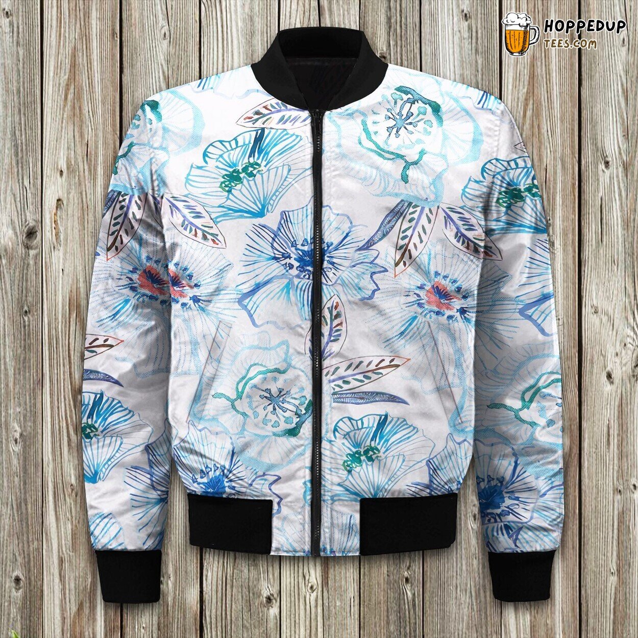 Oilily Rose Floral Art Winter Bomber Jacket Delicate Blooming Elegance