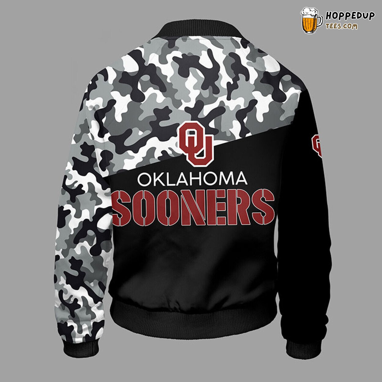 Oklahoma Sooners Camouflage Red Unique NCAA Bomber Jacket Design