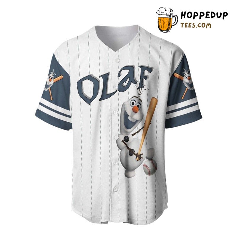 Olaf Snowman Frozen All Over Print Pinstripe Baseball Jersey White Unisex Jersey Shirt