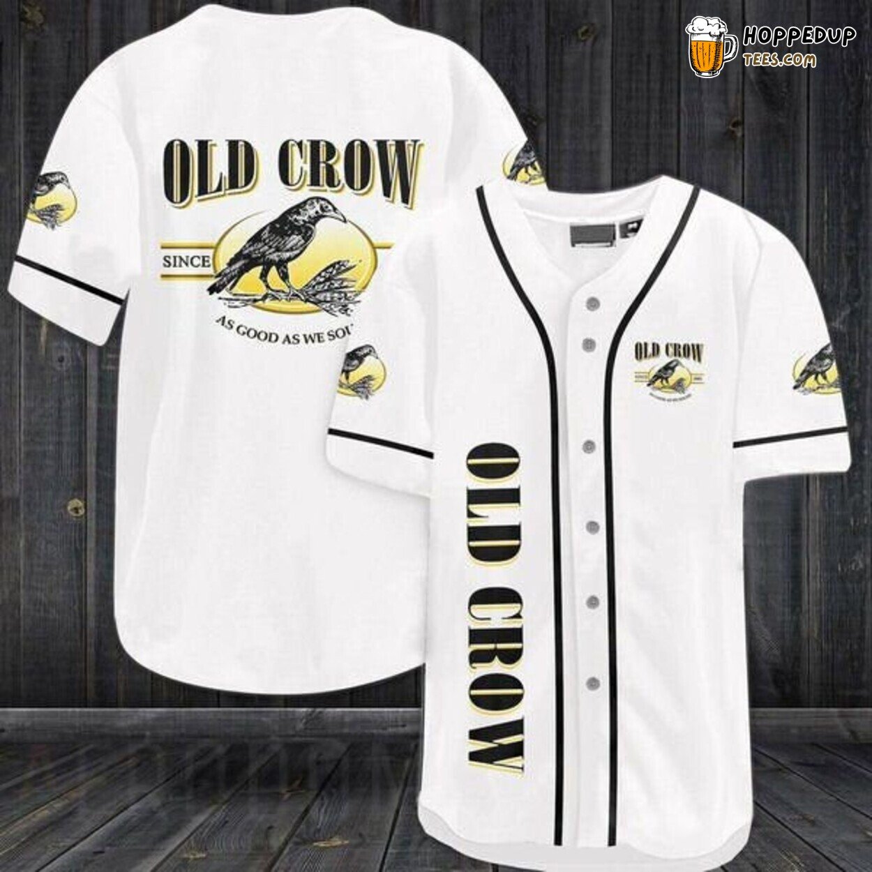 Old Crow Whiskey White Classic Logo Baseball Jersey Distilled