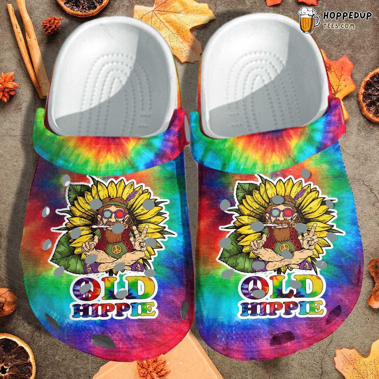 Old Men Hippie Sunflower Weed Custom Shoes Birthday Outdoor Grandpa Gift
