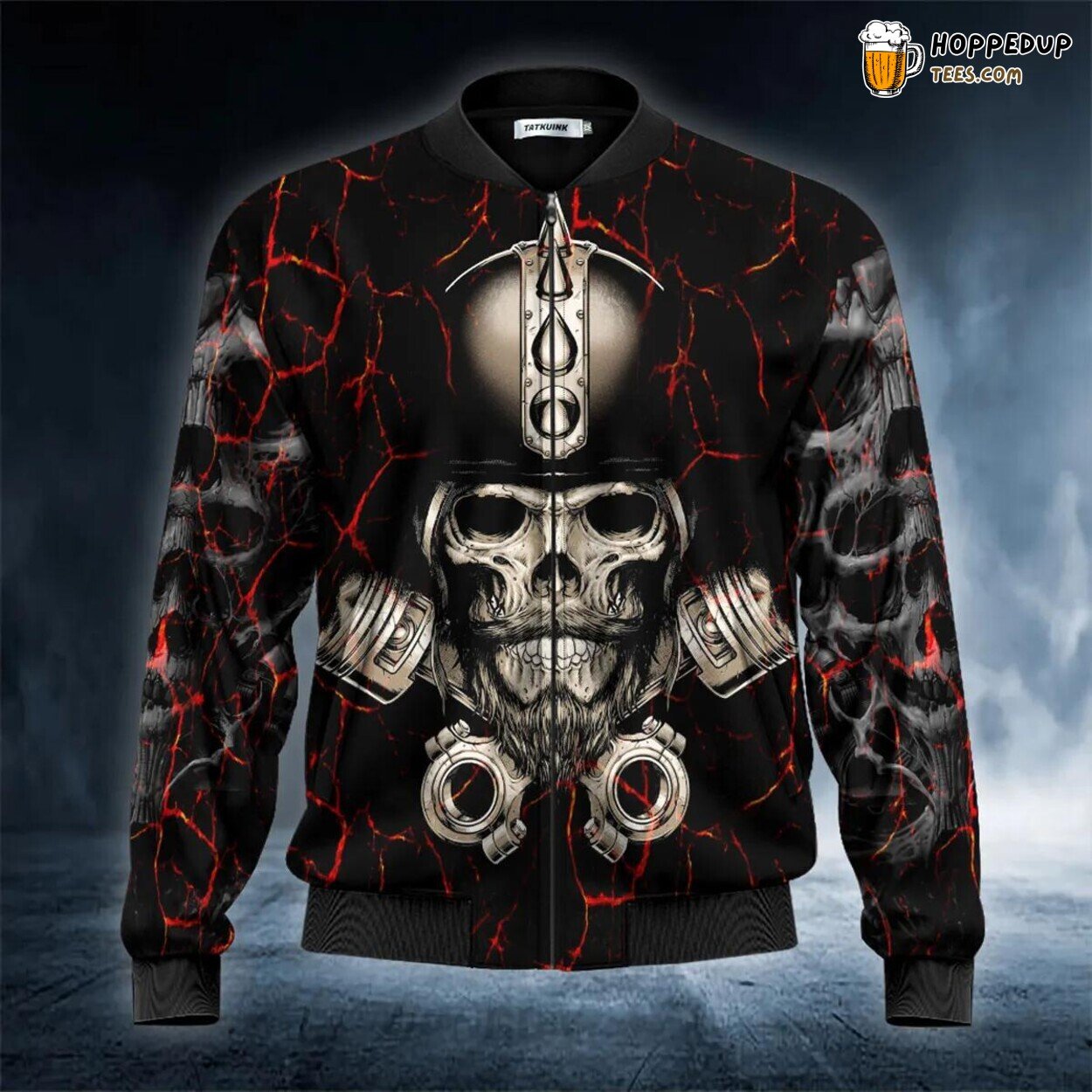 Old School Biker Unique Bomber Jacket 3D Print Viking Skull Graphic Design