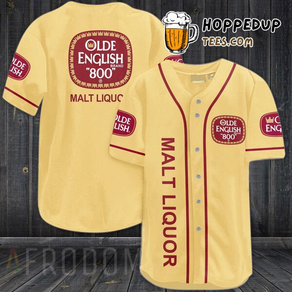 Olde English Beer Yellow Theme Baseball Jersey Distinctive Design Style