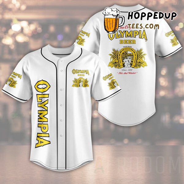 Olympia Beer Themed Unisex White Baseball Jersey Unique Distinctive Look