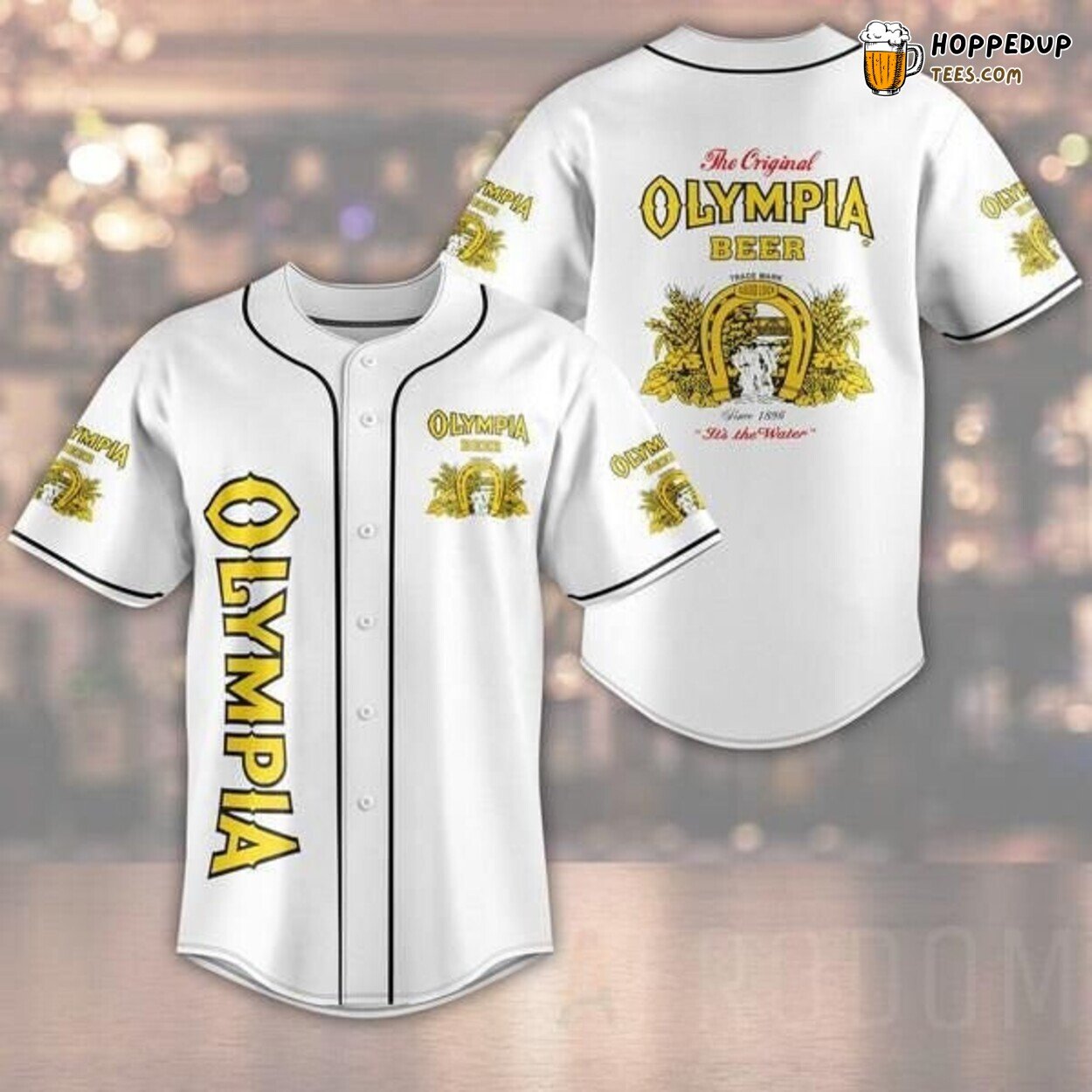 Olympia Beer White Casual Fan Baseball Jersey Brewery Enthusiast