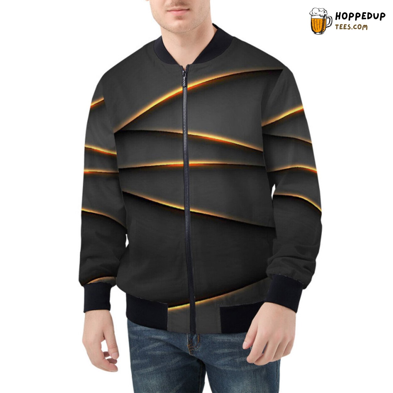 Opulent Gold Tones Showcasing Modern Luxury on Bomber Jacket