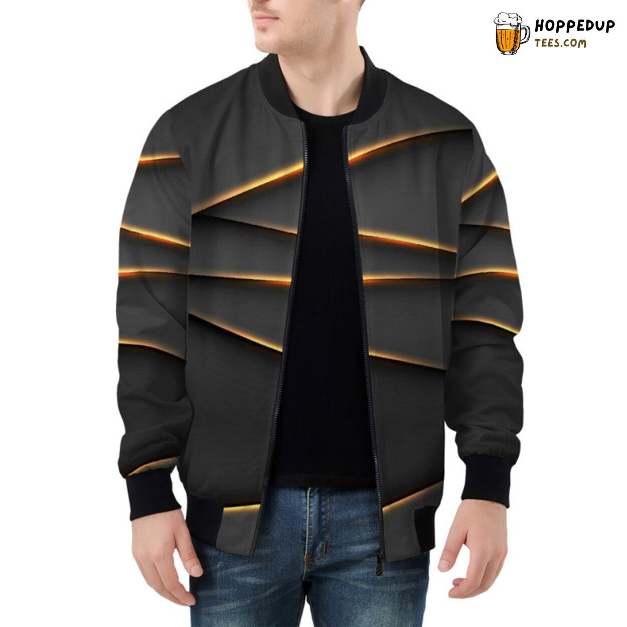 Opulent Gold Tones Showcasing Modern Luxury on Bomber Jacket