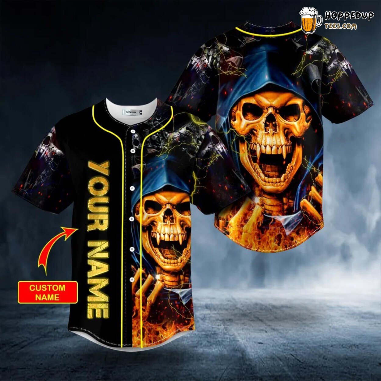 Orange Grim Reaper Lightning Fire Baseball Jersey Unique Design Edition